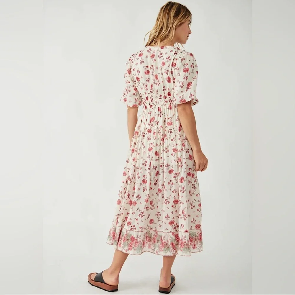 Free People Lysette Maxi Dress Floral Summer V neckline Dress large - Picture 4 of 15